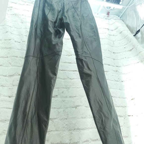 Nine West Womens Dark Brown Straight Leg Leather Moto Riding Pants Size 30 - Picture 3 of 12